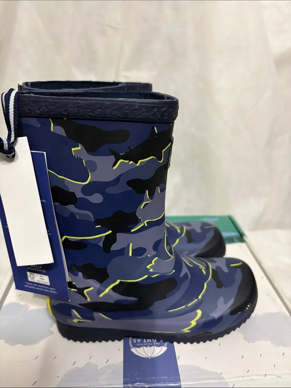 Joules Kids Navy Camo Boots size 10 NWT